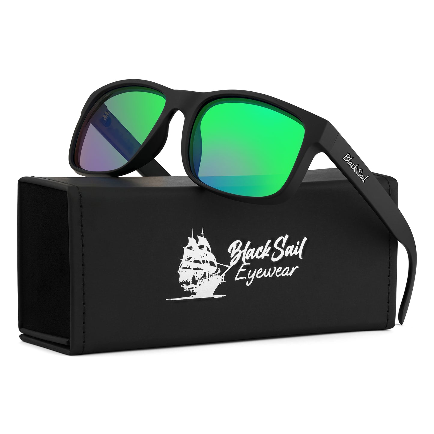 Rudder-Matte Black-Green Mirror