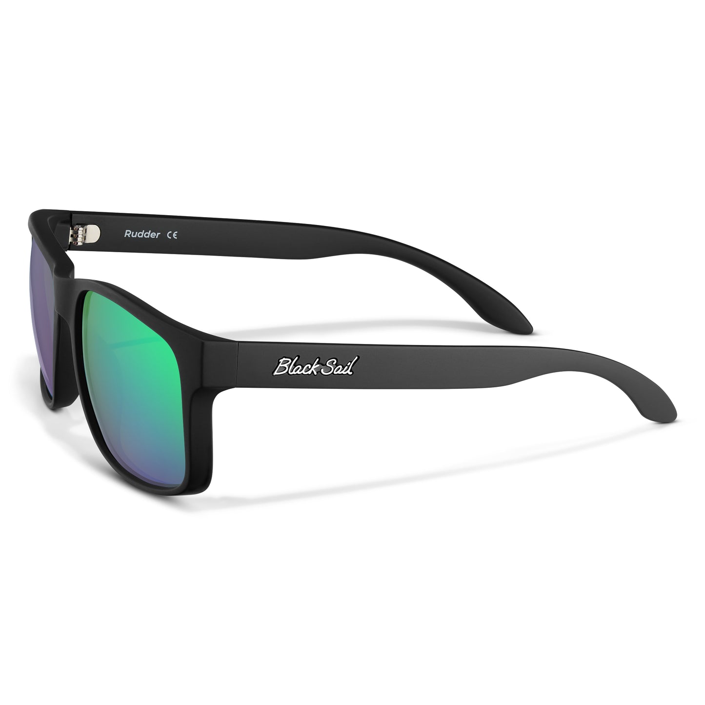 Rudder-Matte Black-Green Mirror