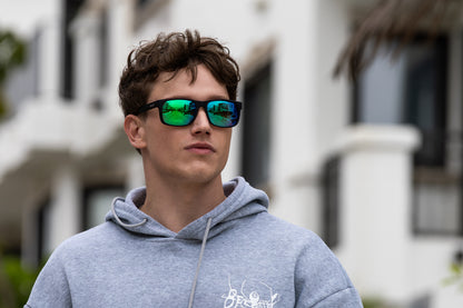 Rudder-Matte Black-Green Mirror