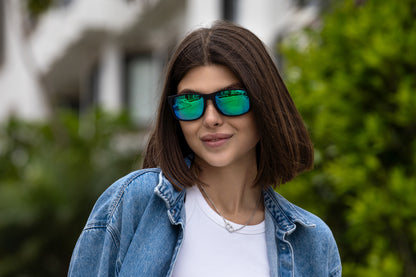 Rudder-Matte Black-Green Mirror